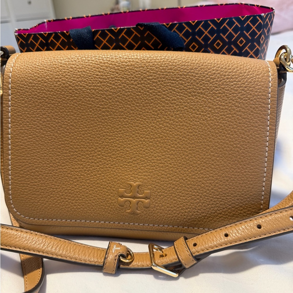 Tory Burch Camel Leather Crossbody Bag